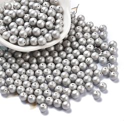 Серебро Выпечка краска стеклянные бусины, круглые, серебряные, 6 мм, отверстие : 0.8 мм, около 1800шт/1фунт
