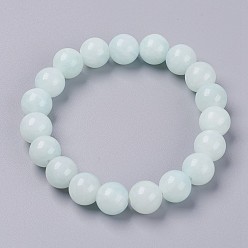 Алиса Синий Браслет из натурального желтого нефрита из бисера, окрашенные, круглые, Алиса Блю, 2 дюйм (5 см), бусины : 8 мм