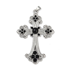 Платина Сплав эмали с подвесками из смолы, крестик, платина, 74.5x50x8 мм, отверстие : 4x8 мм
