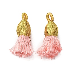 Розовый Хлопковые подвески с кисточками, полиэстером, туманная роза, 32~37x11~12 мм, отверстие : 2x4.5 мм
