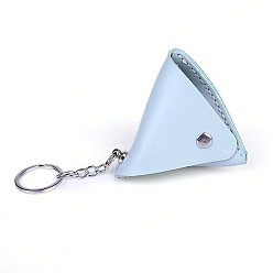 Light Blue Imitation Leather Mini Triangle Women's Wallet Keychian, with Metal Key Ring, Light Blue, 23.5x7.7cm