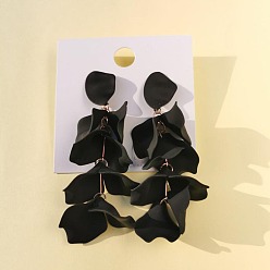 Черный Серьги-гвоздики из сплава для женщин, цветок, золотые, чёрные, 125x30 мм