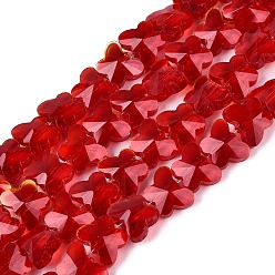 FireBrick Transparent Glass Beads Strands, Butterfly, Faceted, FireBrick, 6x8x4~4.5mm, Hole: 0.9~1mm, about 97~102pcs/strand, 22.64~24.61 inch(57.5~62.5cm)