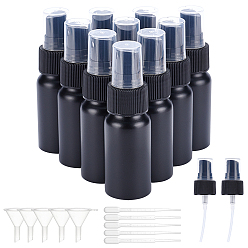 Black Refillable Aluminum Spray Bottles, with PE Plastic Fine Mist Sprayer & Dust Cap, Plastic Dropper & Funnel Hopper, for Perfume, Essential Oil, Black, 10.5x3.2cm, Capacity: 30ml(1.01 fl. oz), 10pcs
