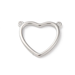 Платина Подвески из латуни, без кадмия, без никеля и без свинца, сердечные ссылки, платина, 14x16.5x1.5 мм, отверстие : 1 мм