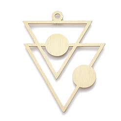 Золотой Алюминиевые большие подвески, Лазерная резка больших подвесок, треугольник с плоской раунде, золотые, 55x43x1 мм, отверстие : 3 мм
