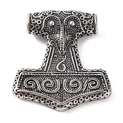 Античное Серебро 316 хирургические подвески из нержавеющей стали, амулет молота Тора, античное серебро, 38.5x34.5x9.5 мм, отверстие : 4.5 мм