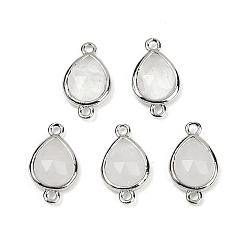 Хрусталь Подвески с граненым разъемом из натуральных кристаллов кварца, стойка покрытие латунь горный хрусталь слеза ссылки, платина, 16.5x9.5x4 мм, отверстие : 1.4 мм