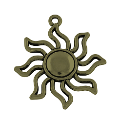 Античная Бронза Подвески солнечного затмения из сплава в тибетском стиле, без кадмия, без никеля и без свинца, солнце, античная бронза, 34x31x3 мм, Отверстие : 2 мм , около 320 шт / 1000 г