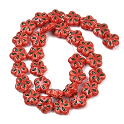 Красный Фарфоровые эмалевые бусины ручной работы, цветок, пастельный фарфор, красные, 12~12.5x11~12.5x5.5~6 мм, отверстие : 1.6~2 мм