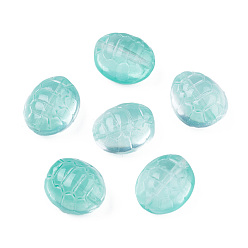 Turquoise Transparent Spray Painted Glass Beads, Tortoise, Turquoise, 12x11x7mm, Hole: 1mm