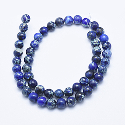 Dark Blue Natural Imperial Jasper Beads Strands, Dyed, Round, Dark Blue, 8mm, Hole: 1mm, about 49pcs/strand, 15.7 inch