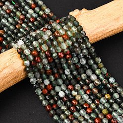 Гелиотроп Природные африканские гелиотроп бисер пряди, энергетическая призматическая огранка с двойными концами бусины, граненые двухконусные, 4x4.5 мм, отверстие : 0.4 мм, около 83 шт / нитка, 14.96 дюйм (38 см)