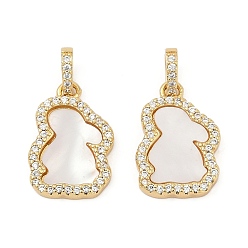 Настоящее золото 18K Латунные микро проложить кубического циркония подвески, с оболочкой, кролика прелести, без кадмия и без свинца, прочное покрытие, стойки покрытие, реальный 18 k позолоченный, 18.5x13x2.5 мм, отверстие : 3.5 мм