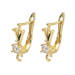 Настоящее золото 18K Латунные серьги-кольца из прозрачного кубического циркония, без кадмия и без свинца, долговечный, стойки покрытие, запереть, с петлей, реальный 18 k позолоченный, 20x5.5x12 мм, отверстие : 1.5 мм, штифты : 1 мм