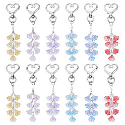 (52) Непрозрачная лаванда 12шт 6 цвета ландыш стеклянный кулон украшение, с поворотными застежками сплава, разноцветные, 10.2 см, 2 шт / цвет