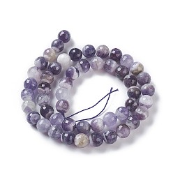 Amethyst Natürliche Chevron-Amethyst-Perlenstränge, facettiert, Runde, 8~8.5 mm, Bohrung: 1 mm, ca. 49~51 Stk. / Strang, 15.3 Zoll ~ 15.75 Zoll (39~40 cm)
