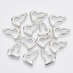 Platinum Plating ABS Plastic Pendants, Heart, Platinum, 17x22x3mm, Hole: 1.8mm