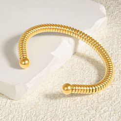 Настоящее золото 18K 304 браслеты-манжеты из нержавеющей стали, браслеты с крутящим моментом для женщин, реальный 18 k позолоченный, внутренний диаметр: 2-1/2 дюйм (6.2 см)