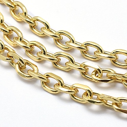 Real 18K Gold Plated Eco-Friendly Brass Cable Chains, Diamond Cut Chains, Unwelded, Faceted, Oval, Lead Free & Cadmium Free & Nickel Free, Real 18K Gold Plated, 8.5x6x2mm
