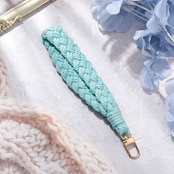 Бирюза Ручная работа макраме хлопковые нитки ремешок на запястье подвеска украшение, сплав поворотные застежки подвески для сумки брелок телефон украшения, бирюзовые, 165x21 мм