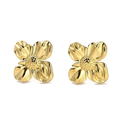 Flower Golden 304 Stainless Steel Stud Earrings, Flower, 15x14.5mm