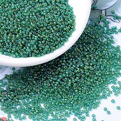 (RR354) Chartreuse Lined Green AB MIYUKI Round Rocailles Beads, Japanese Seed Beads, (RR354) Chartreuse Lined Green AB, 11/0, 2x1.3mm, Hole: 0.8mm, about 1100pcs/bottle, 10g/bottle