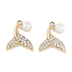 Fish Подвески из сплава с ультрафиолетовым покрытием, со стразами и пластиковыми бусинами из искусственного жемчуга, без свинца и без кадмия, рыба, рыба, 20x17x7 мм, отверстие : 2 мм