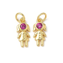 Настоящее золото 18K Латунные микро проложить кубического циркония подвески, стойки покрытие, прелести девушки, без свинца и без кадмия, долговечный, с целью перехода в кольце, реальный 18 k позолоченный, 14.5x6x2.5 мм, отверстие : 3.4 мм