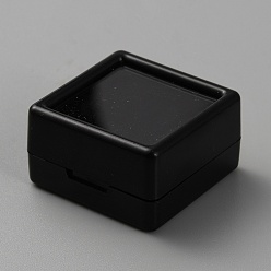 Черный Пластиковые коробки для хранения россыпных алмазов с видимым окном, квадратный, чёрные, 29.5x29.5x16 мм