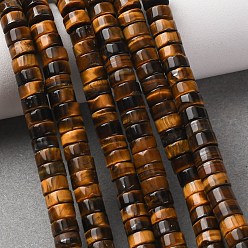 Тигровый глаз Естественного изображения яшмы бисер нитей, колонка, 6~6.5x3.5 мм, отверстие : 1 мм, около 118 шт / нитка, 15 дюйм