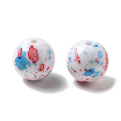 Белый Краска для запекания непрозрачные акриловые бусины, круглые, белые, 19.5 мм, отверстие : 2.8 мм, Около 110 шт / 500 г