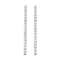 Platinum Brass Beads, Twisted Tube, Rack Plating, Long-Lasting Plated, Lead Free & Cadmium Free, Platinum, 30x1.5mm, Hole: 0.8mm