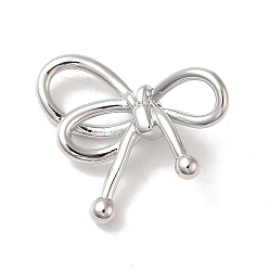 Platin Farbe Messing Anhänger & Charms, Cadmiumfrei und Nickel frei und Bleifrei, Schleife, Platin Farbe, 23.5x19.5x7 mm, Bohrung: 2.5x1 mm