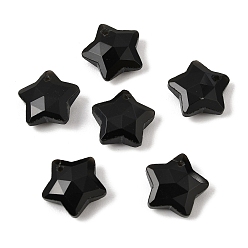 Obsidiana Colgantes naturales de obsidiana, encantos de estrellas facetadas, 14~15x14~15x5.5~6.5 mm, agujero: 0.8 mm