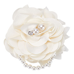 Лимонный шифон 1брошь-цветок из полиэстера, с пластиковой цепочкой из бусин с имитацией жемчуга, лимонный шифон, 90~93x45.5 мм