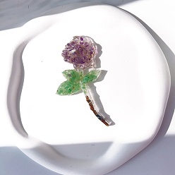 Аметист Фигурки из розовой смолы, статуэтки с аметистовой крошкой внутри для украшения домашнего офиса, 105x55x10 мм