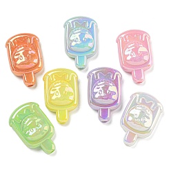 (52) Непрозрачная лаванда Переливающиеся акриловые бусины с УФ-покрытием, эскимо, разноцветные, 31x19x9 мм, отверстие : 2.5 мм