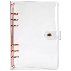 Platino Cubierta de cuaderno de hojas sueltas de pvc, cubierta de carpeta de anillas de hierro, Rectángulo, Con bolsas de regalo de organza con cordón., Platino, 6 mm, 237x185x23.5 pc
