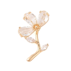 Белый Латунь стекло кулоны, цветок, граненые, золотые, белые, 31x19x8 мм, отверстие : 5x3 мм