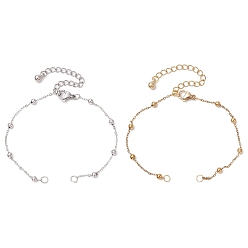 Золотой & Цвет Нержавеющей Стали 2 шт. 2 цвета 304 изготовление браслета из шариковой цепи из нержавеющей стали, золотые и нержавеющая сталь цвет, 6-3/4 дюйм (17.1 см), 1 шт / цвет