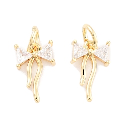 Настоящее золото 18K Латунные микро проложить кубического циркония подвески, без кадмия, без никеля и без свинца, с целью перехода в кольце, бантом, прозрачные, реальный 18 k позолоченный, 12x7.5x2.5 мм