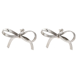 Платина Латунь серьги, бантом, платина, 22~28x34~38 мм