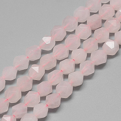 Розовый Кварц Природного розового кварца нитей бисера, звезды вырезать круглые бусы, граненые, 6~6.5x6 мм, отверстие : 1 мм, около 58 шт / нитка, 15.9 дюйм