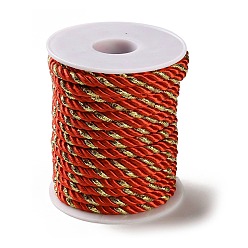 (123L) Белый крем непрозрачный блеск Двухцветный нейлоновый витой круглый шнур, для изготовления лямок для сумок, золотые, огнеупорный кирпич, 5~5.5 мм, около 10.94 ярдов (10 м) / рулон