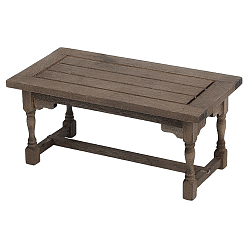 Coffee Wood Table Mini Model, Micro Landscape Dollhouse Accessories, Pretending Prop Decorations, Coffee, 77x149x67.5mm