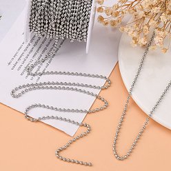 Stainless Steel Color 304 Stainless Steel Ball Beaded Chains, Soldered, Decorative Chain, Stainless Steel Color, 2.5mm