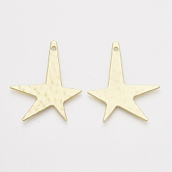 Light Gold Alloy Pendants, Star, Light Gold, 44x37x1.5mm, Hole: 2mm