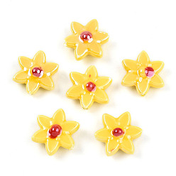 Желтый Фарфора ручной работы бисер нитей, цветок, жемчужные, желтые, 16.5~17x15.5~16x6.5~7 мм, отверстие : 1.5 мм, около 20 шт / нитка, 12.99 дюйм (33 см)