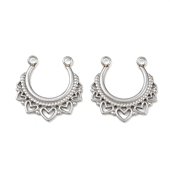 Нержавеющая Сталь Цвет 304 подвески из нержавеющей стали, сердце, цвет нержавеющей стали, 26x25x1.5 мм, отверстие : 2.2 мм